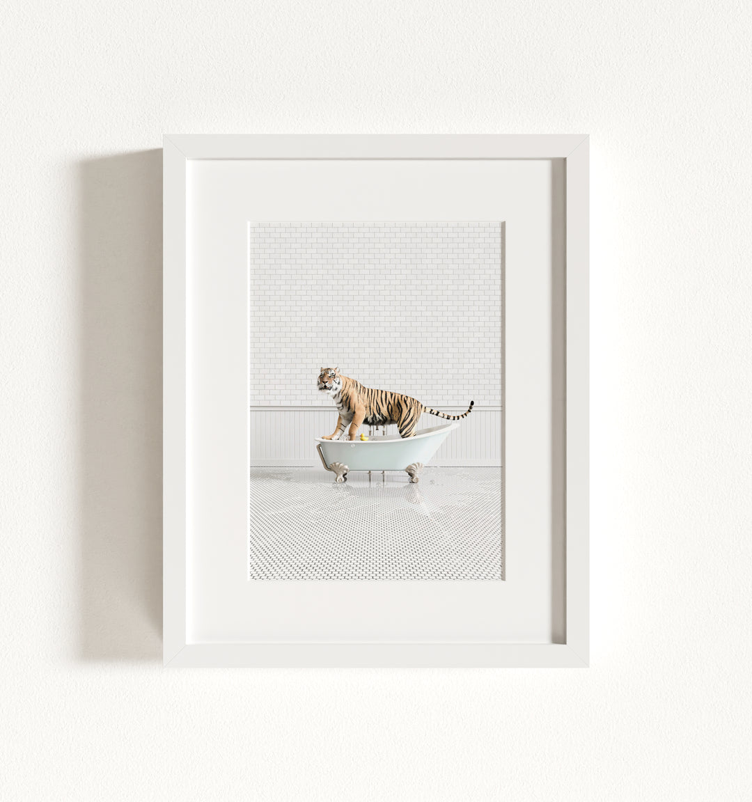 Tiger in Blue Bathtub Framed Art