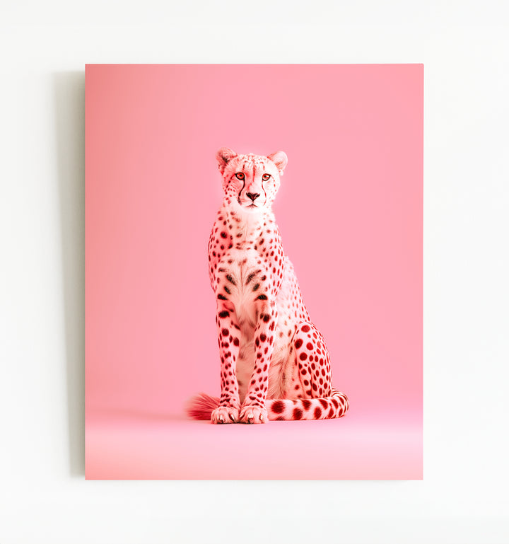Portrait of a Pink Cheetah Wall Art Print