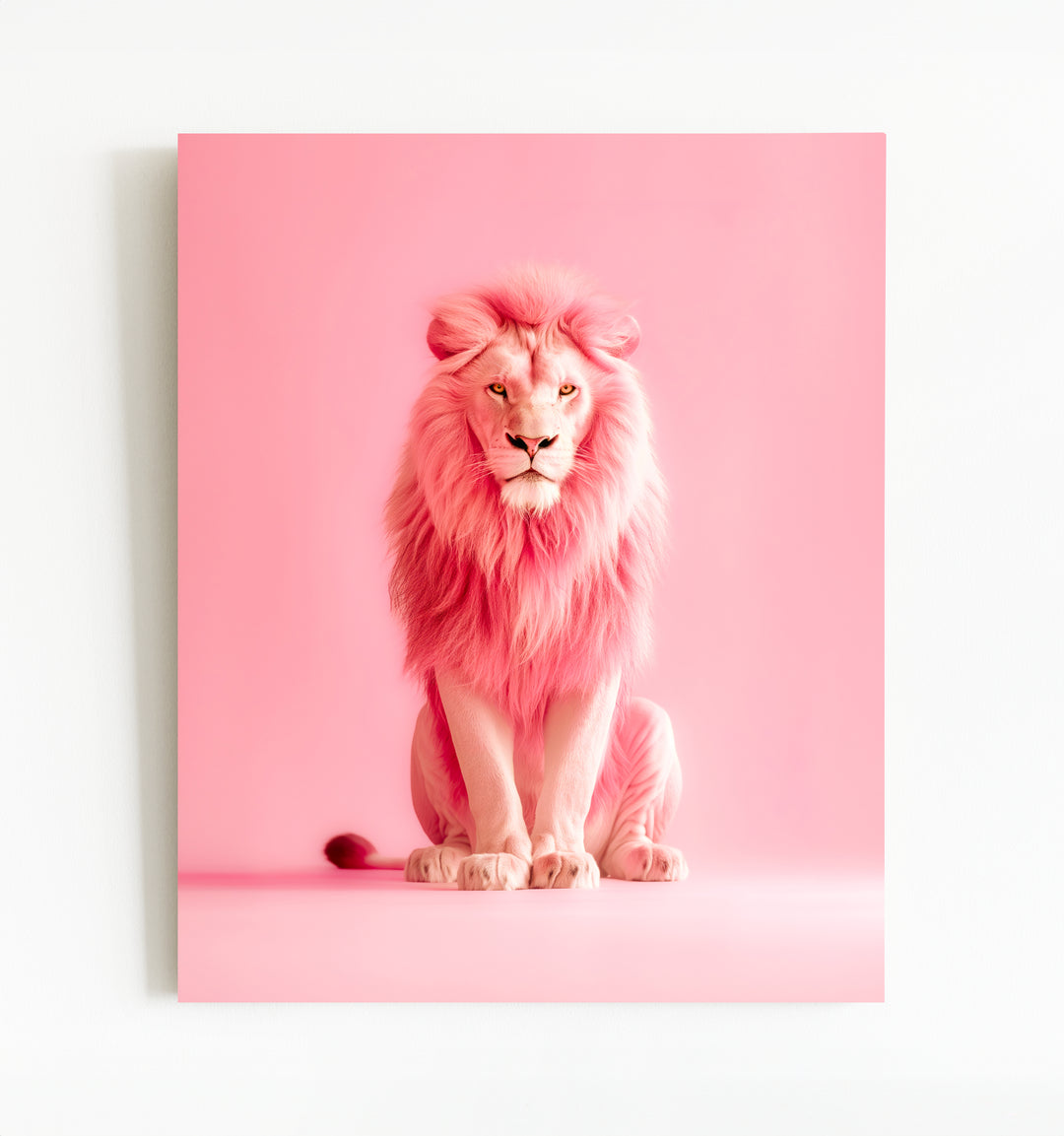 Portrait of a Pink Lion Wall Art Print