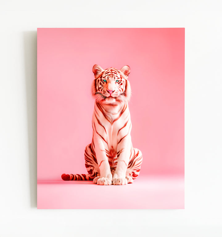 Portrait of a Pink Tiger Wall Art Print