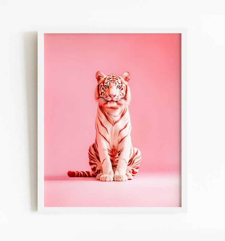 Pink Wild Cat Portraits Set of 3 Art Prints
