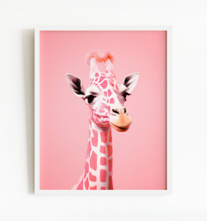 Pink Giraffe Wall Art Print