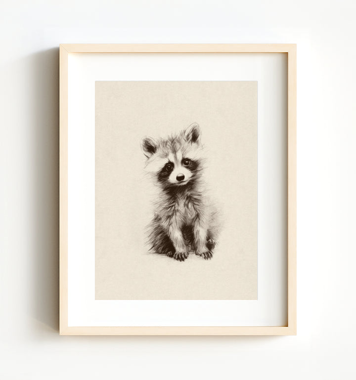 Sketchbook Raccoon Nursery Art Print