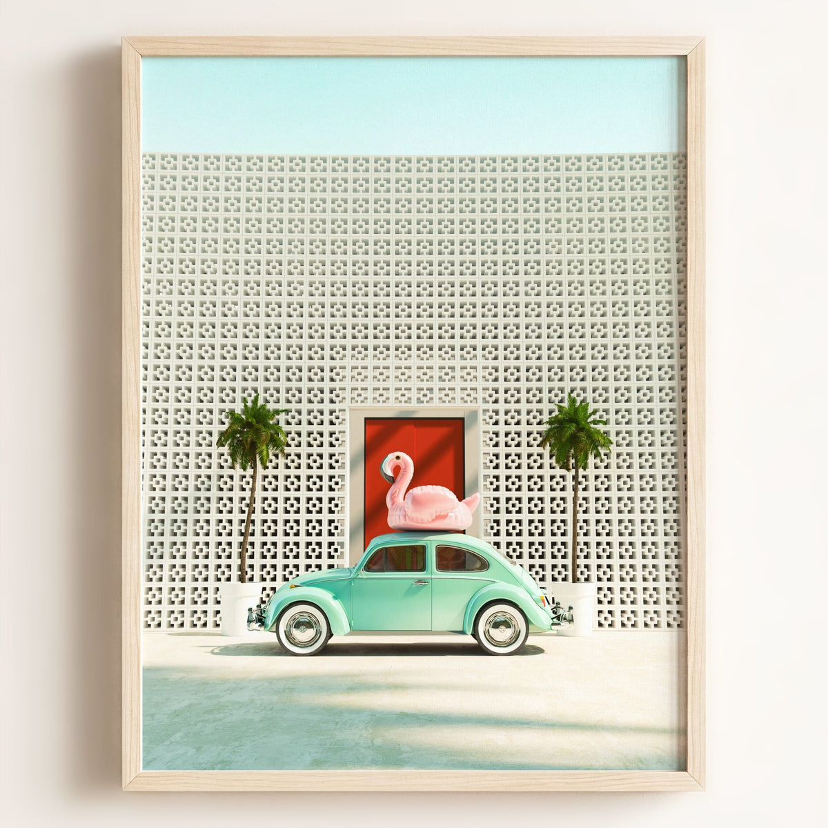 A Beetle and a Flamingo at The Parker — Framed