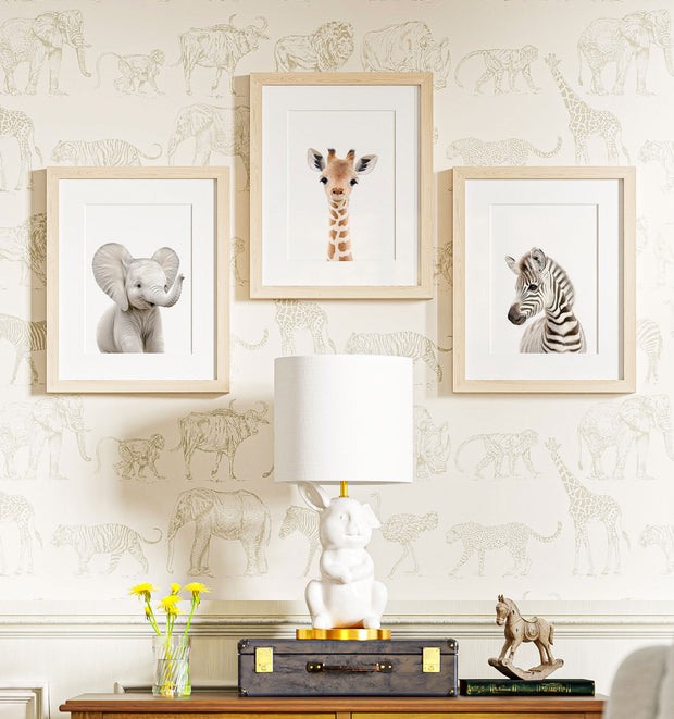 Baby Safari Animals Set of 3 Nursery Art Prints