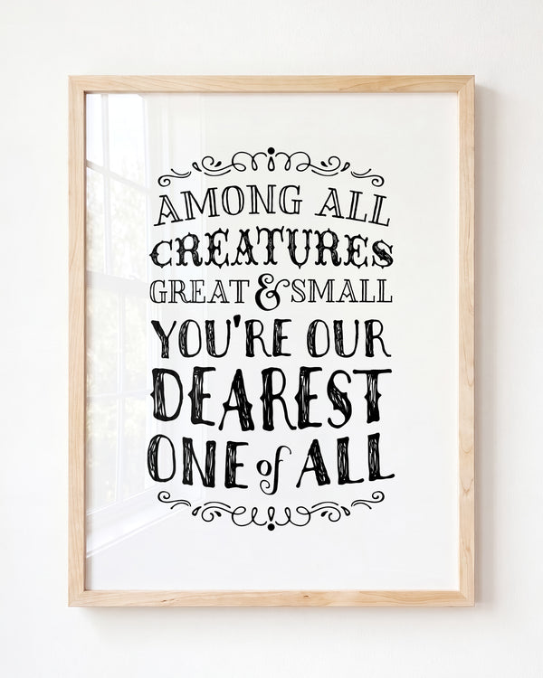 Among all creatures great and small – Framed