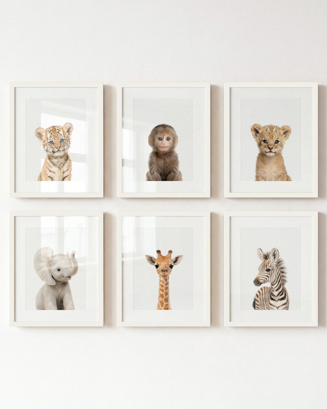 Baby Jungle &amp; Safari Animals Set of 6 Nursery Decor Prints