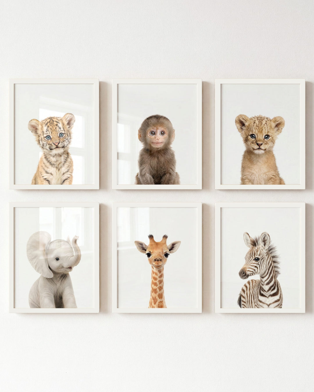 Baby Jungle &amp; Safari Animals Set of 6 Nursery Decor Prints