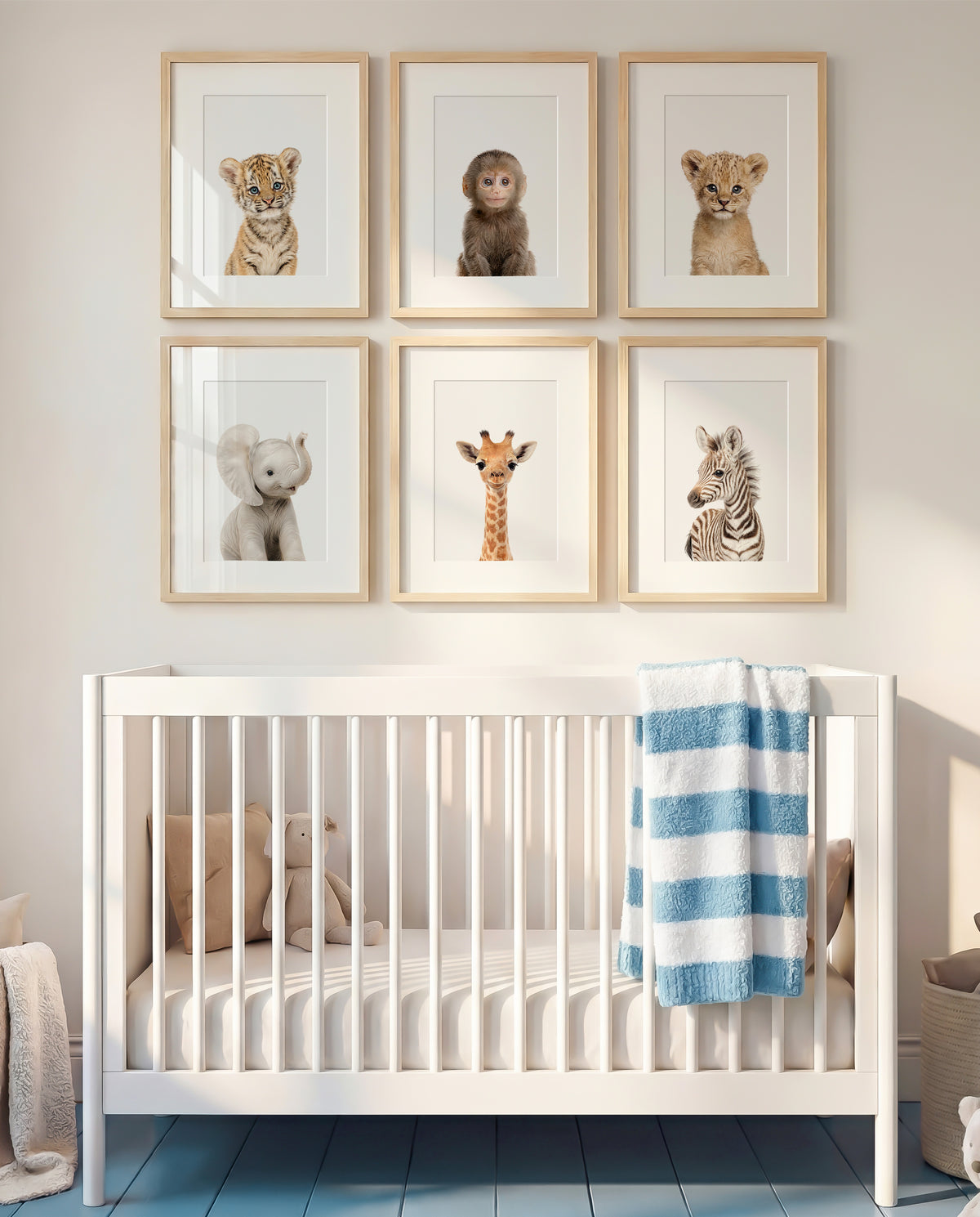 Baby Jungle & Safari Animals Set of 6 Nursery Decor Prints