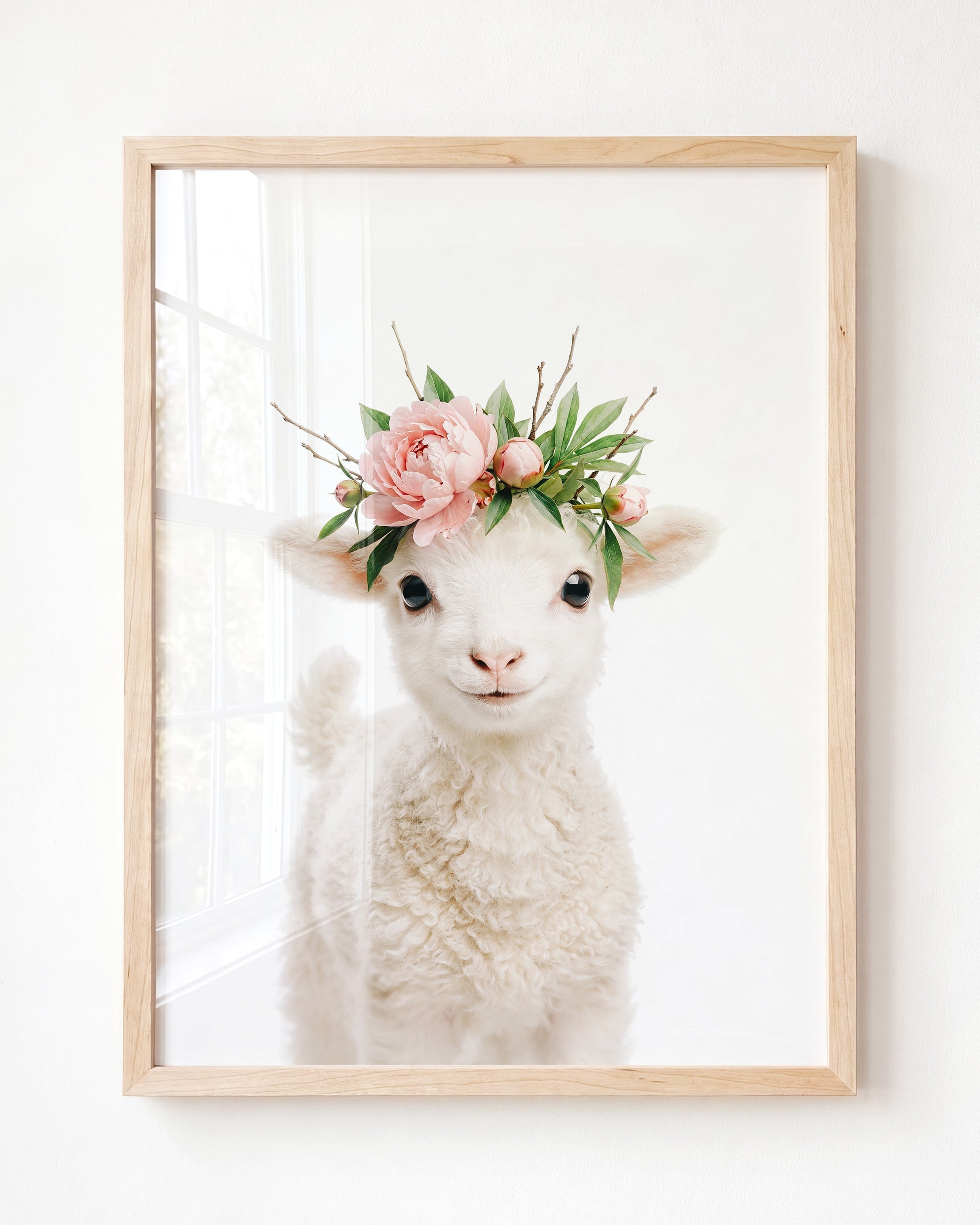 【flowerさま】 vintage animal ❀ グリーンの瞳の 羊ちゃん Baby Lamb - Flowers · A5 · Fine Art Print (Unframed) - The Crown