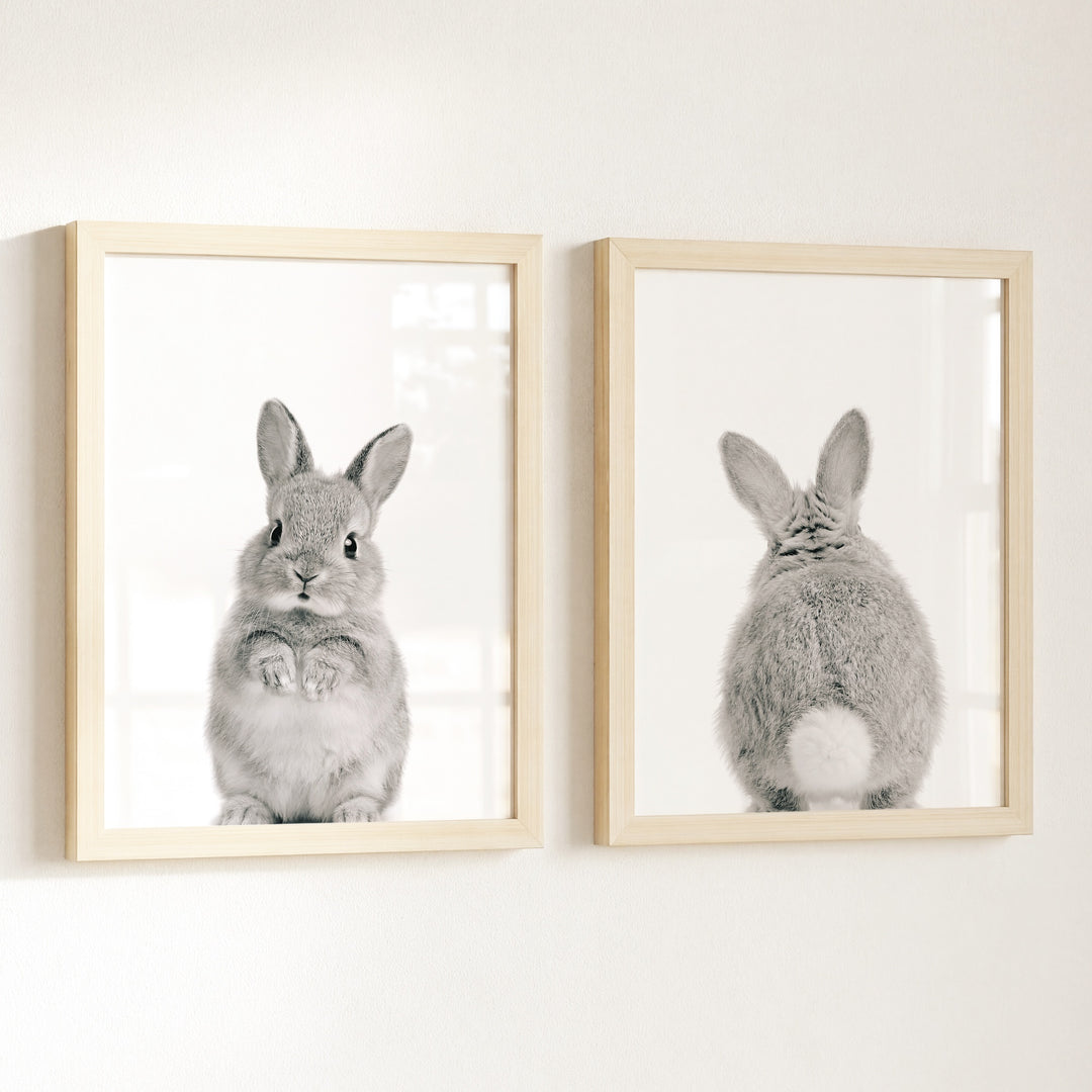 Baby Rabbits - Heads and Tails - Set of 2 Nursery Art Prints