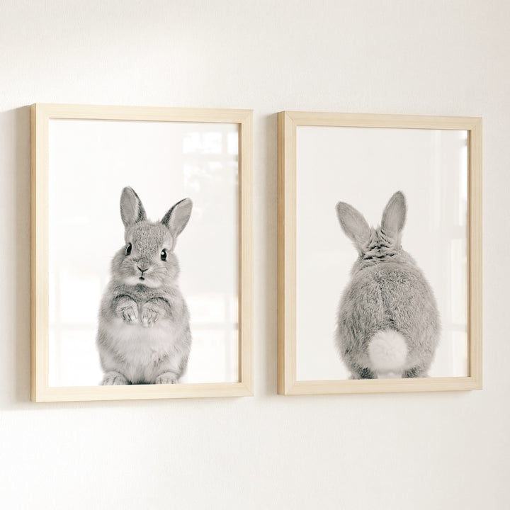 Baby Rabbits - Heads and Tails - Set of 2 Nursery Art Prints