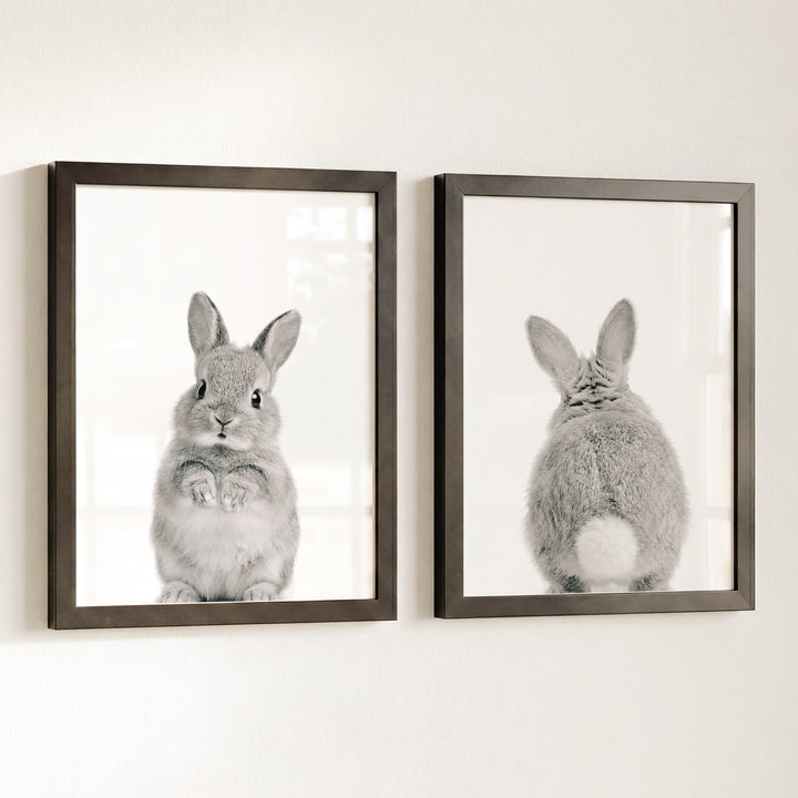 Baby Rabbits - Heads and Tails - Set of 2 Nursery Art Prints