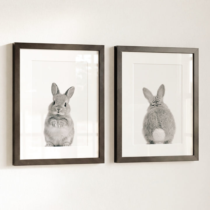 Baby Rabbits - Heads and Tails - Set of 2 Nursery Art Prints