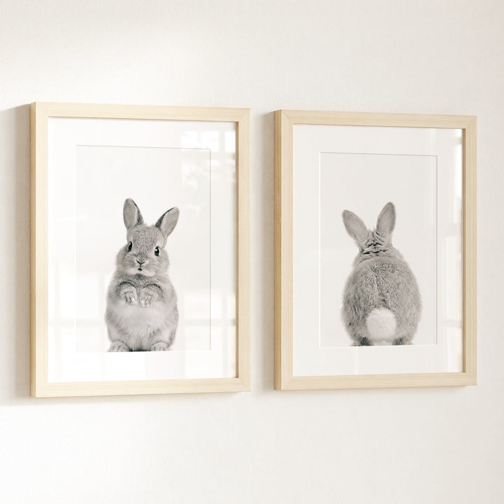 Baby Rabbits - Heads and Tails - Set of 2 Nursery Art Prints