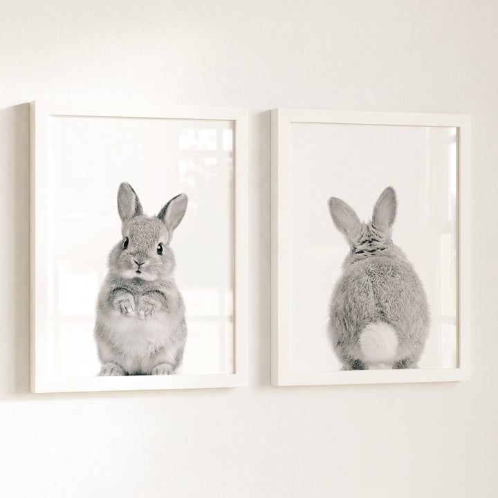 Baby Rabbits - Heads and Tails - Set of 2 Nursery Art Prints