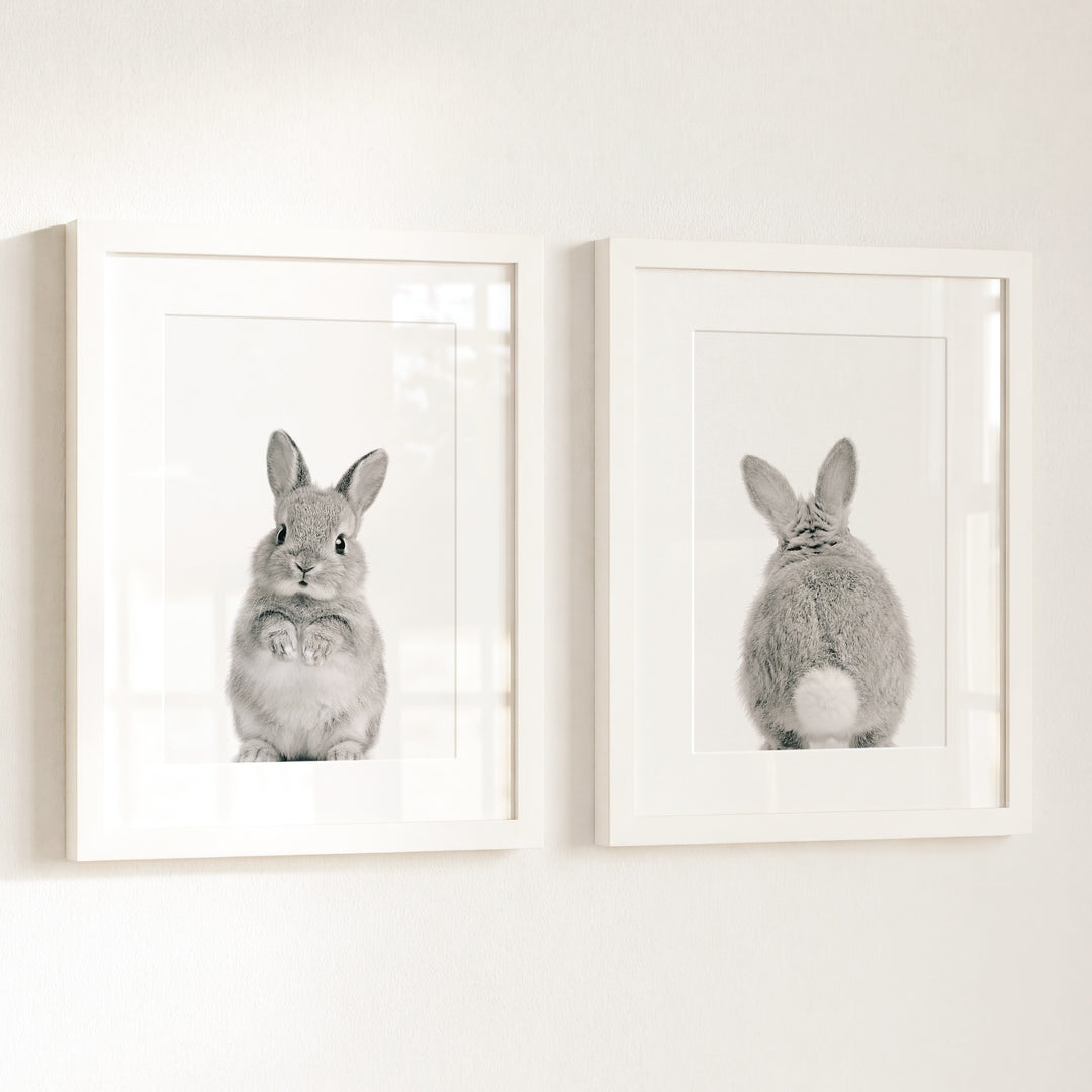 Baby Rabbits - Heads and Tails - Set of 2 Nursery Art Prints