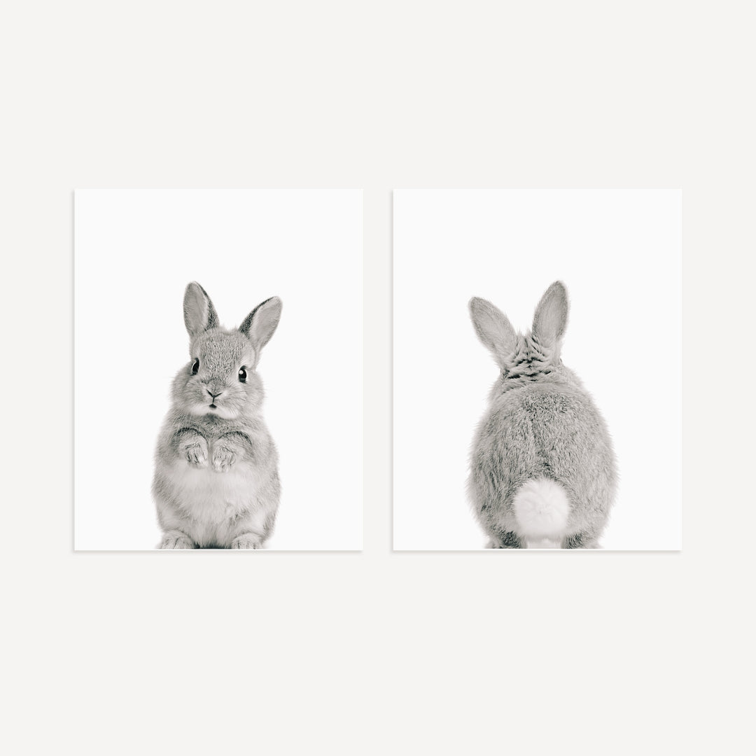 Baby Rabbits - Heads and Tails - Set of 2 Nursery Art Prints