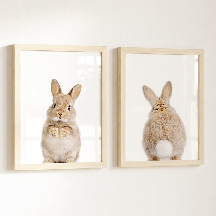 Baby Rabbits - Heads and Tails - Set of 2 Nursery Art Prints