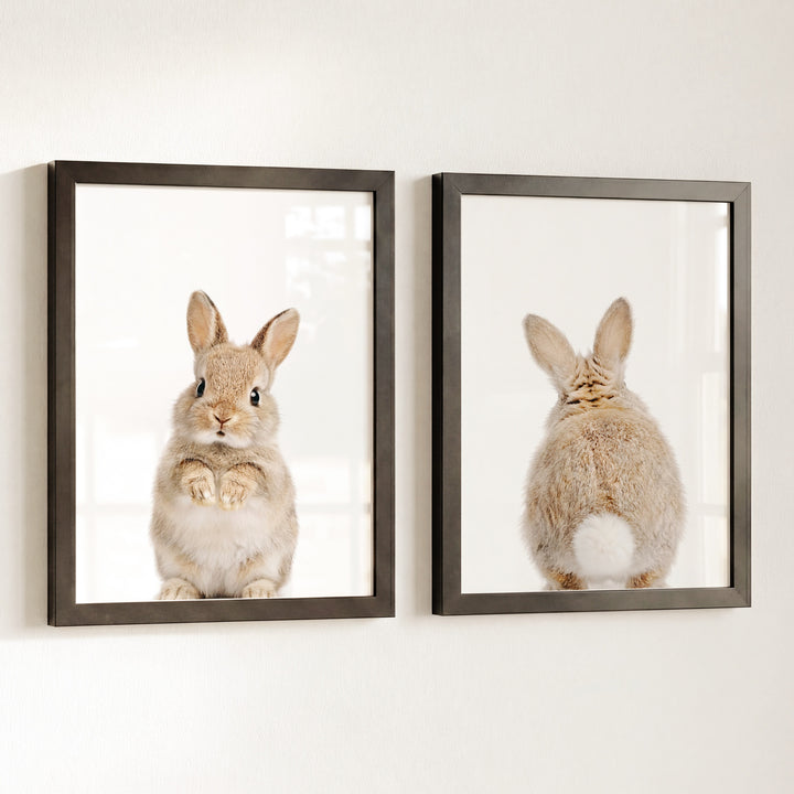 Baby Rabbits - Heads and Tails - Set of 2 Nursery Art Prints