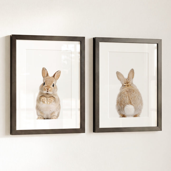 Baby Rabbits - Heads and Tails - Set of 2 Nursery Art Prints