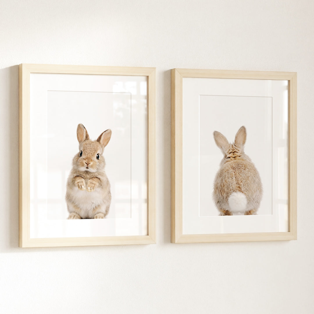 Baby Rabbits - Heads and Tails - Set of 2 Nursery Art Prints