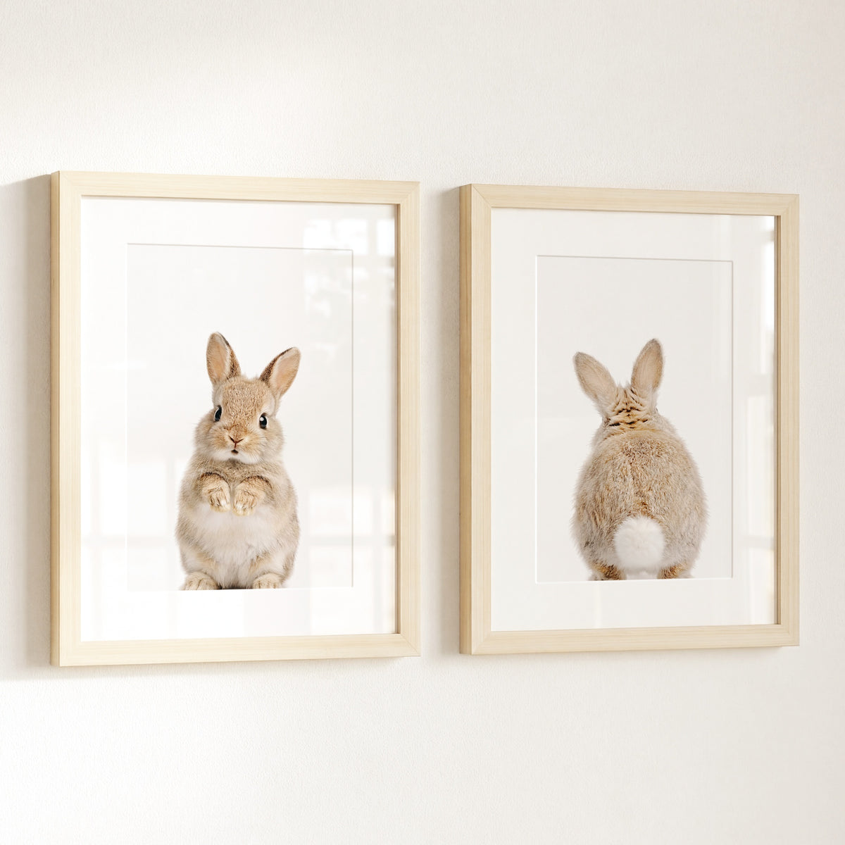 Baby Rabbits - Heads and Tails - Set of 2 Nursery Art Prints — Framed Art