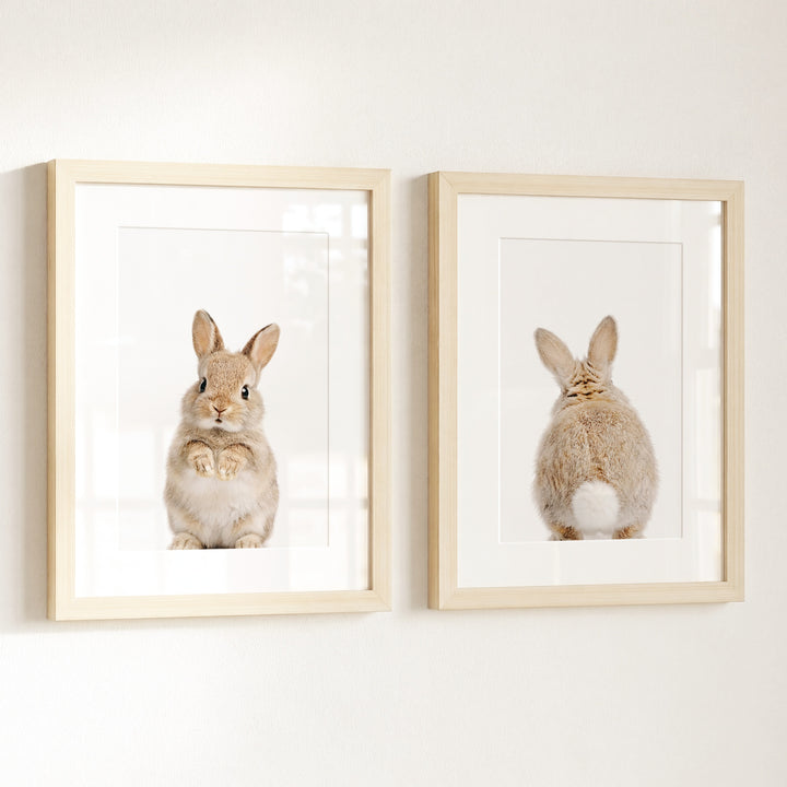 Baby Rabbits - Heads and Tails - Set of 2 Nursery Art Prints