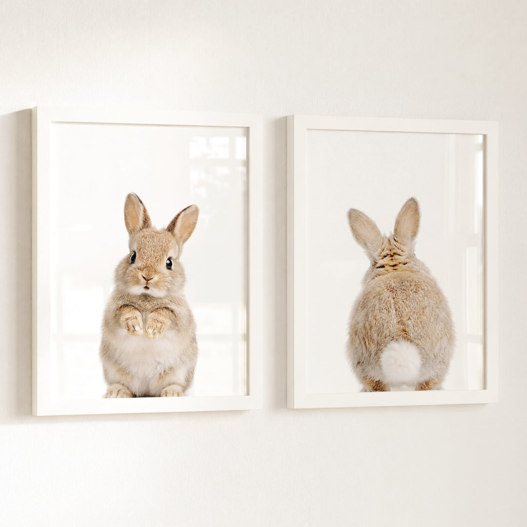 Baby Rabbits - Heads and Tails - Set of 2 Nursery Art Prints