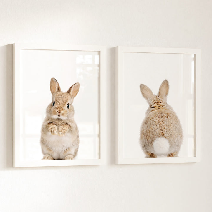 Baby Rabbits - Heads and Tails - Set of 2 Nursery Art Prints