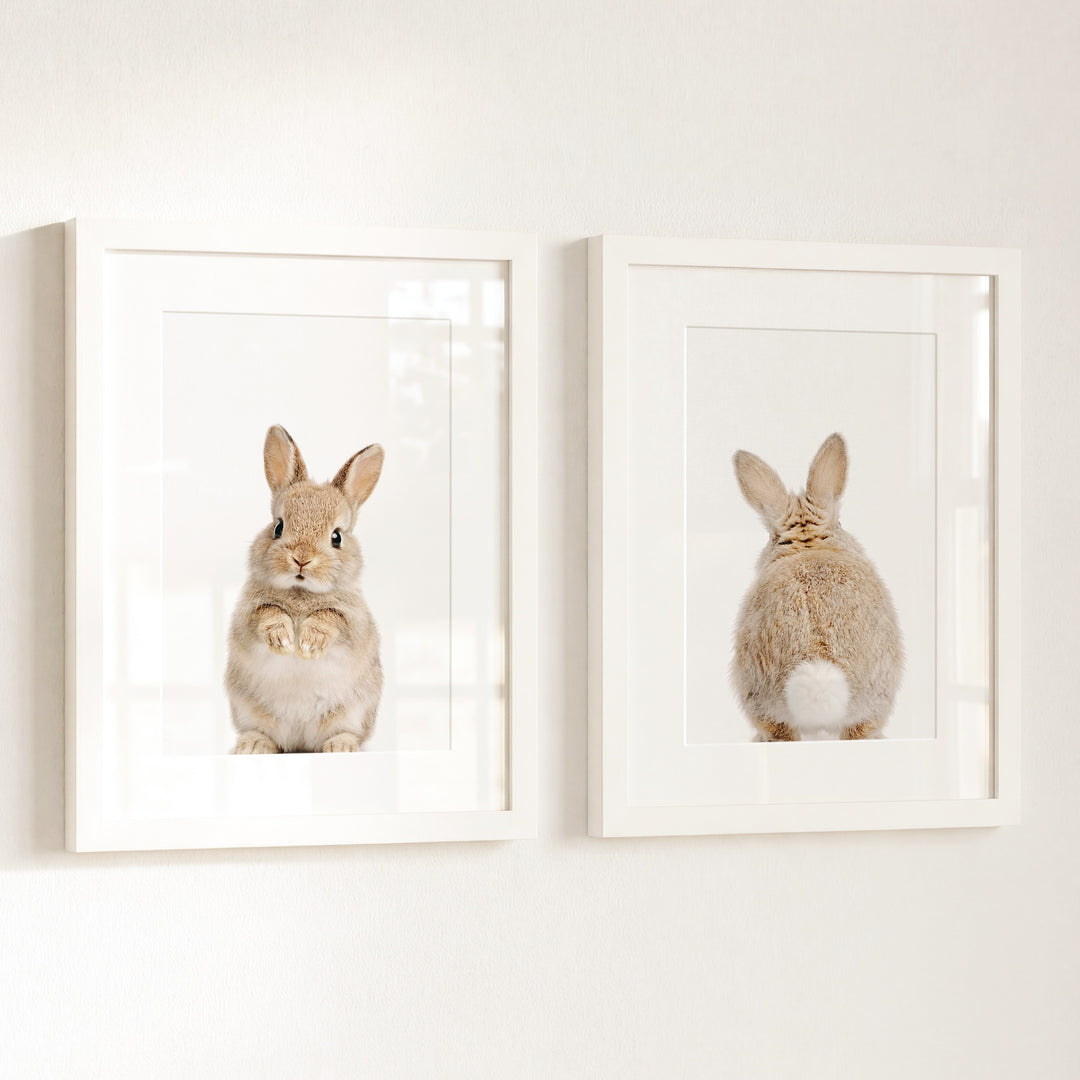 Baby Rabbits - Heads and Tails - Set of 2 Nursery Art Prints