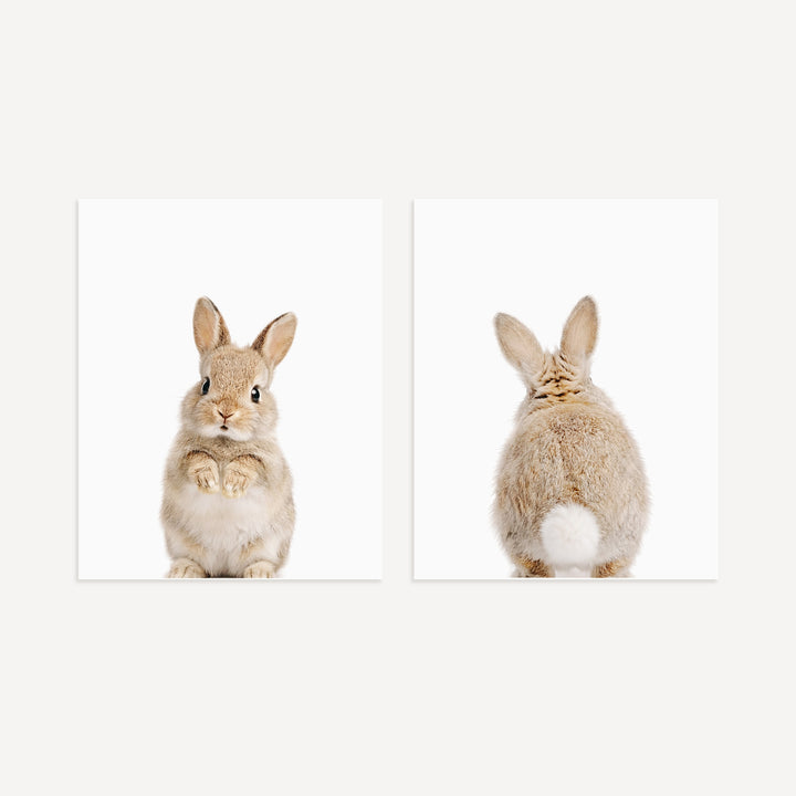 Baby Rabbits - Heads and Tails - Set of 2 Nursery Art Prints