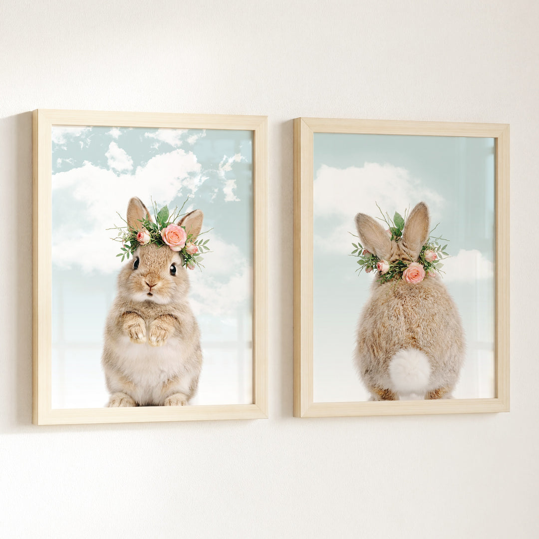 Baby Rabbits - Heads and Tails - Set of 2 Nursery Art Prints