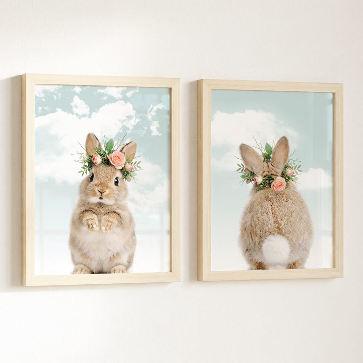 Baby Rabbits - Heads and Tails - Set of 2 Nursery Art Prints