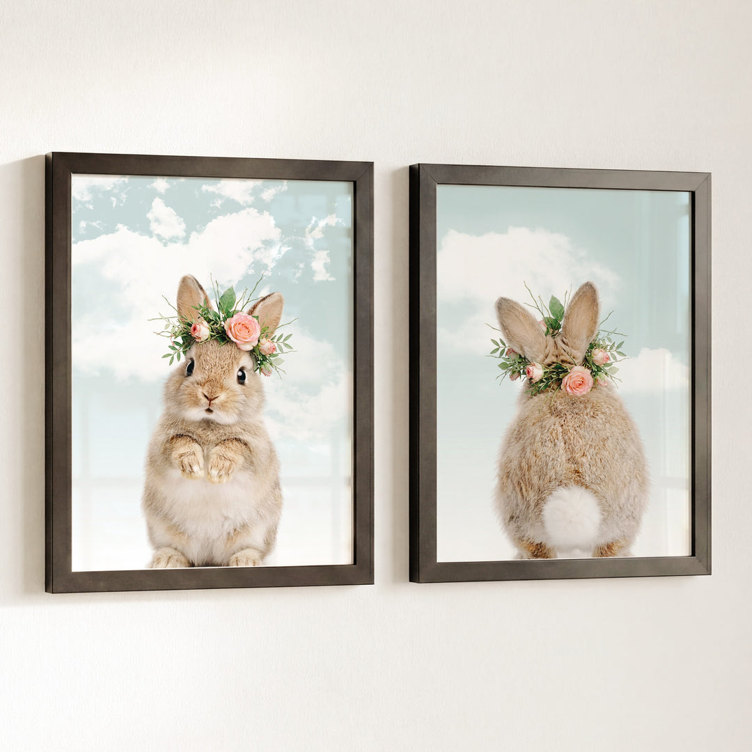 Baby Rabbits - Heads and Tails - Set of 2 Nursery Art Prints