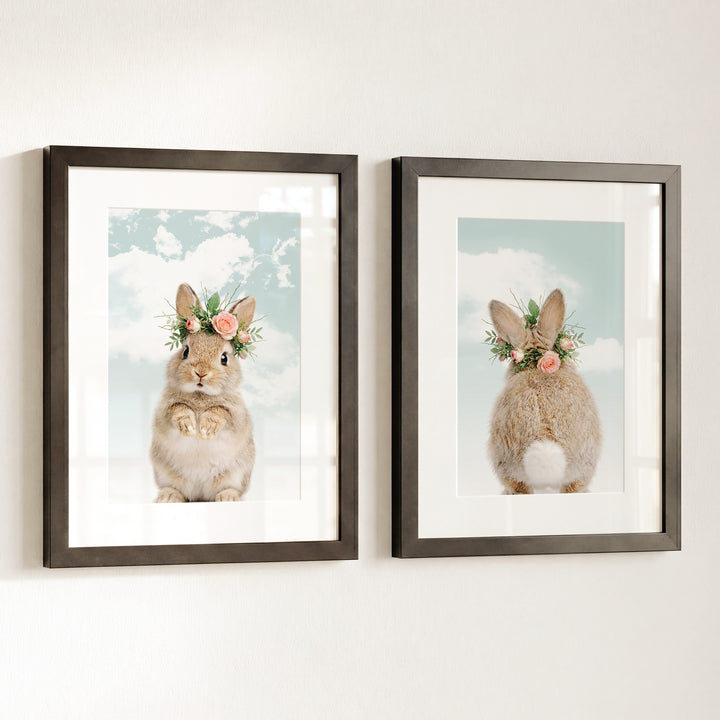 Baby Rabbits - Heads and Tails - Set of 2 Nursery Art Prints