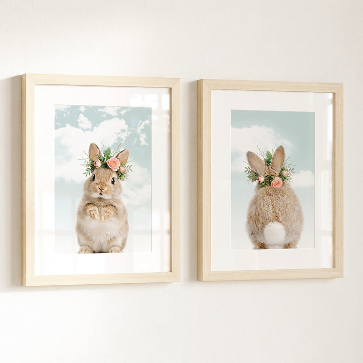 Baby Rabbits - Heads and Tails - Set of 2 Nursery Art Prints