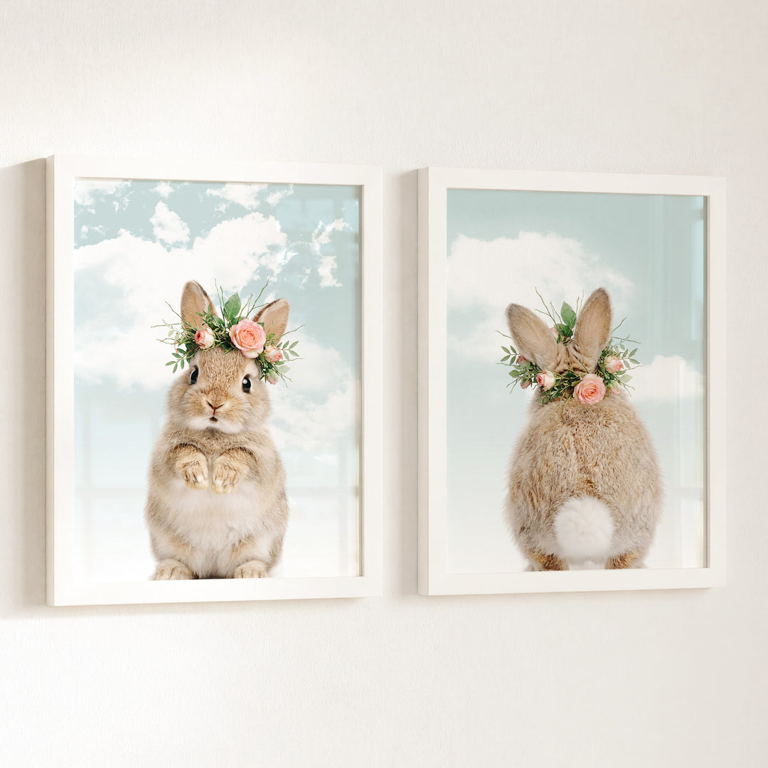 Baby Rabbits - Heads and Tails - Set of 2 Nursery Art Prints