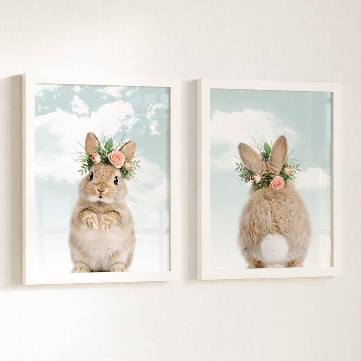 Baby Rabbits - Heads and Tails - Set of 2 Nursery Art Prints