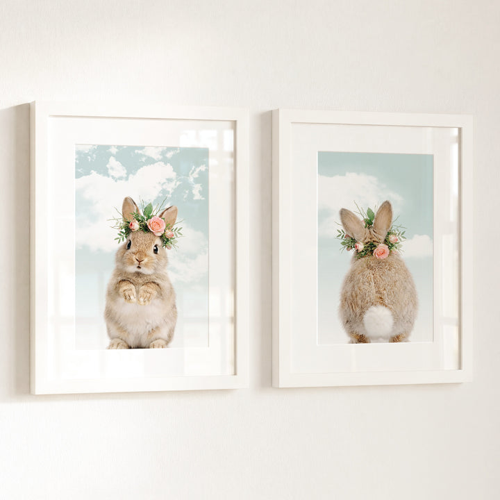 Baby Rabbits - Heads and Tails - Set of 2 Nursery Art Prints