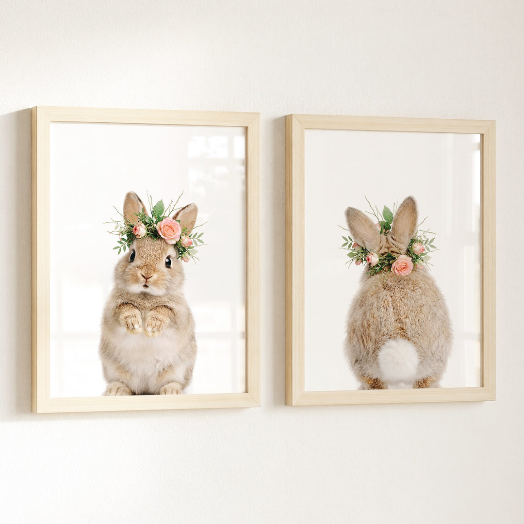 Baby Rabbits - Heads and Tails - Set of 2 Nursery Art Prints