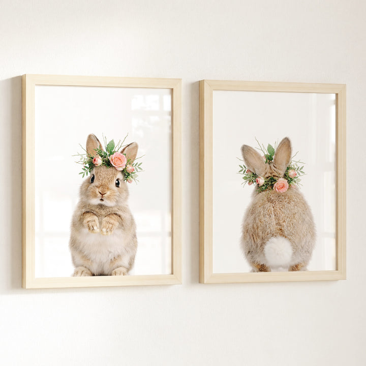 Baby Rabbits - Heads and Tails - Set of 2 Nursery Art Prints