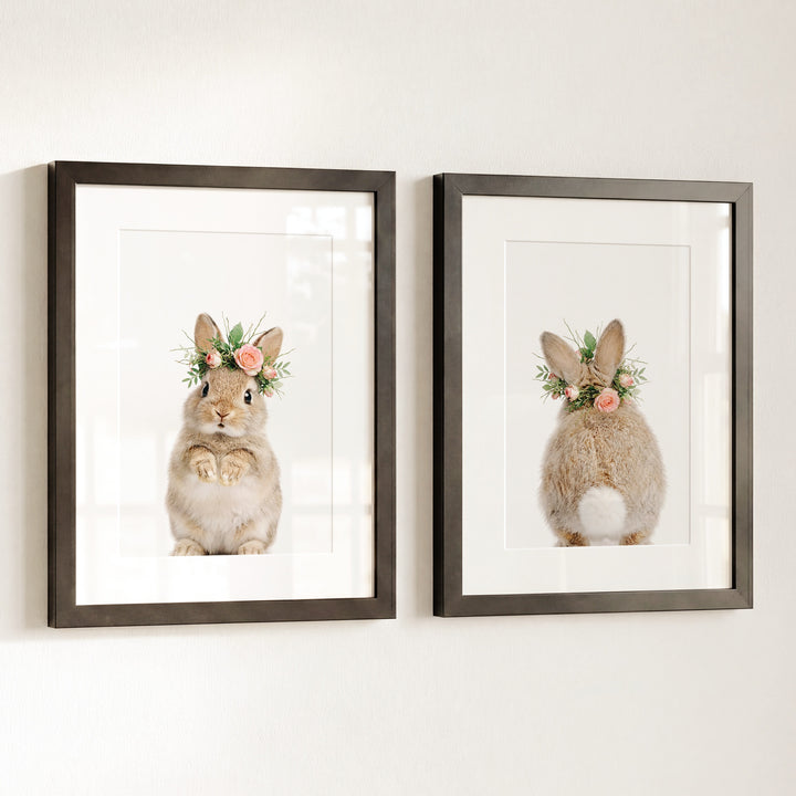 Baby Rabbits - Heads and Tails - Set of 2 Nursery Art Prints