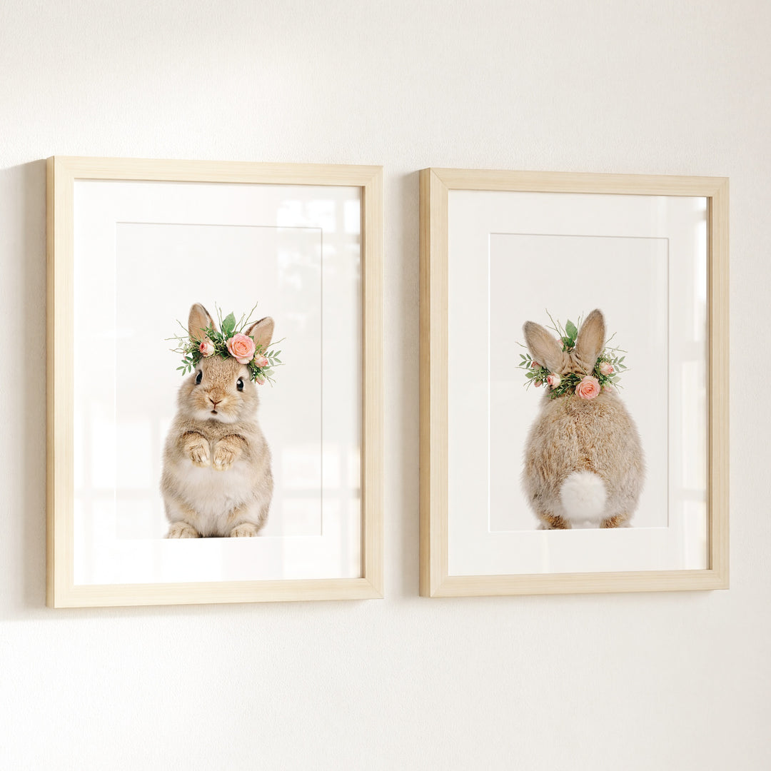 Baby Rabbits - Heads and Tails - Set of 2 Nursery Art Prints