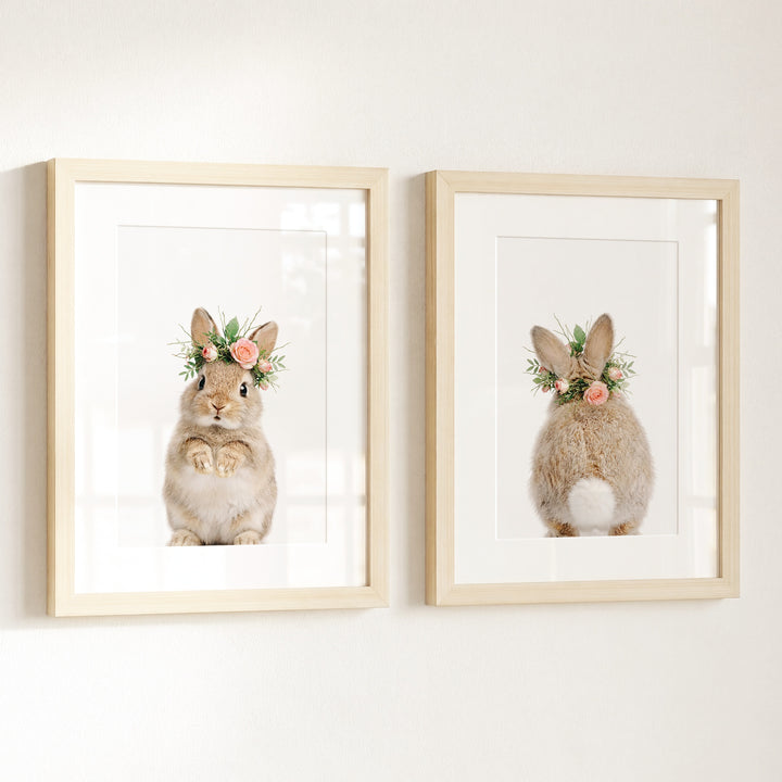 Baby Rabbits - Heads and Tails - Set of 2 Nursery Art Prints