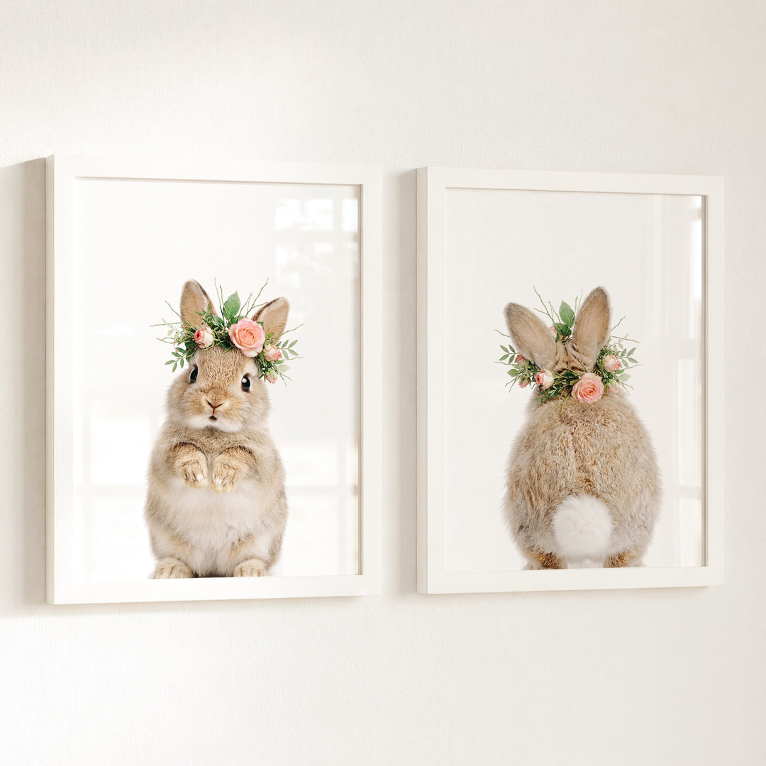 Baby Rabbits - Heads and Tails - Set of 2 Nursery Art Prints