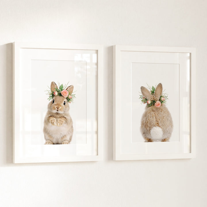 Baby Rabbits - Heads and Tails - Set of 2 Nursery Art Prints