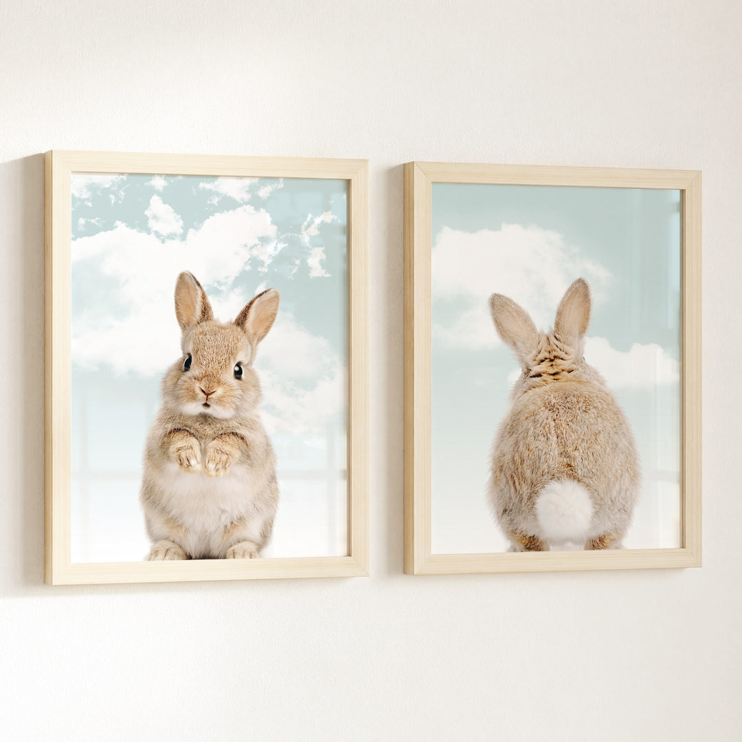 Baby Rabbits - Heads and Tails - Set of 2 Nursery Art Prints