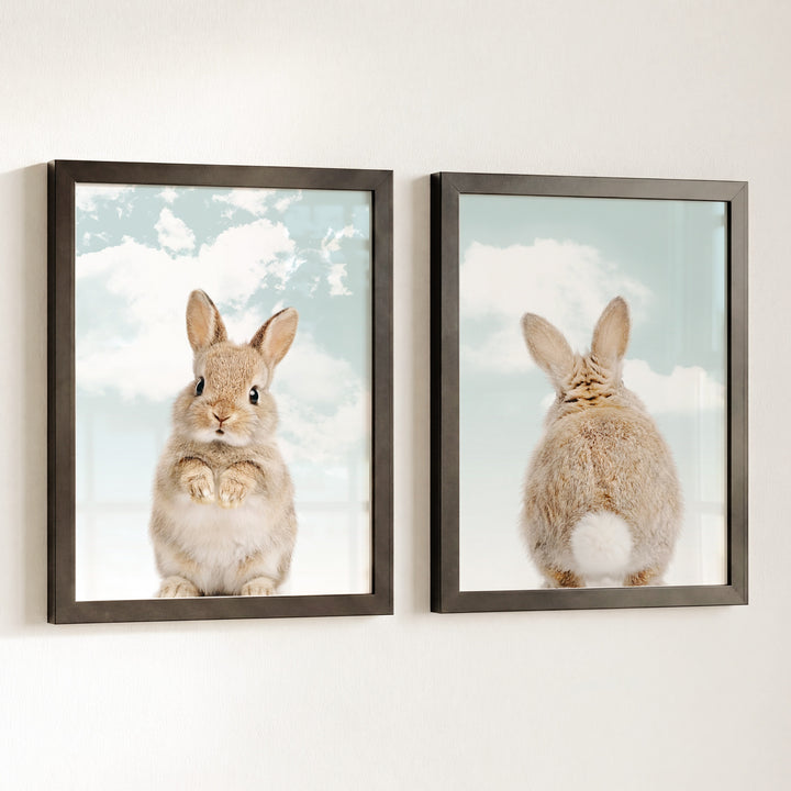Baby Rabbits - Heads and Tails - Set of 2 Nursery Art Prints