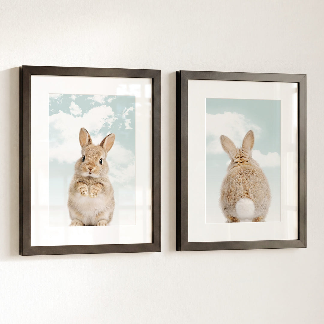 Baby Rabbits - Heads and Tails - Set of 2 Nursery Art Prints